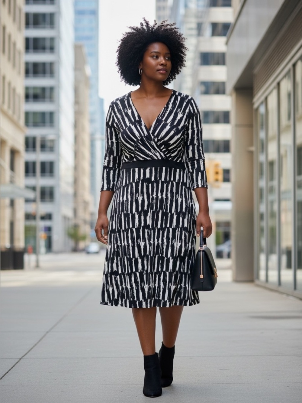 Chico's Black and White 3/4 Sleeve Sheath Dress Size L (Chico’s Size 2)